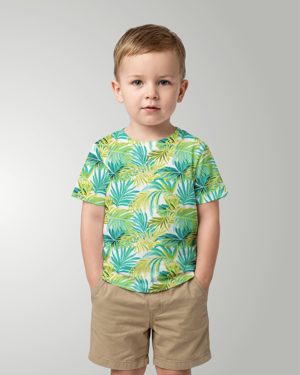 Childs Hawaiian Tee - Green Palms