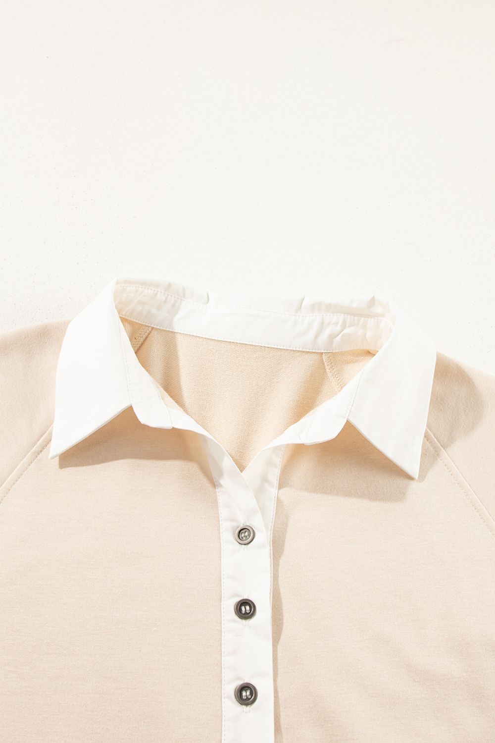 Collared Neck Buttoned Patchwork Short Sleeve Mini Dress.