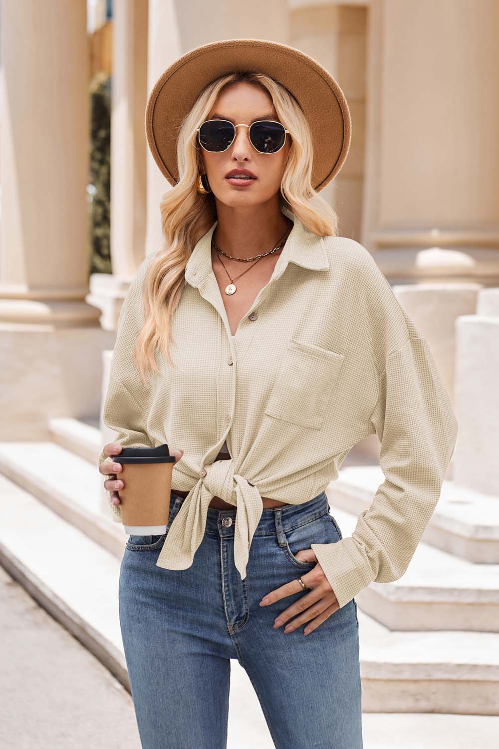 Mandy collared neck dropped shoulder shirt.