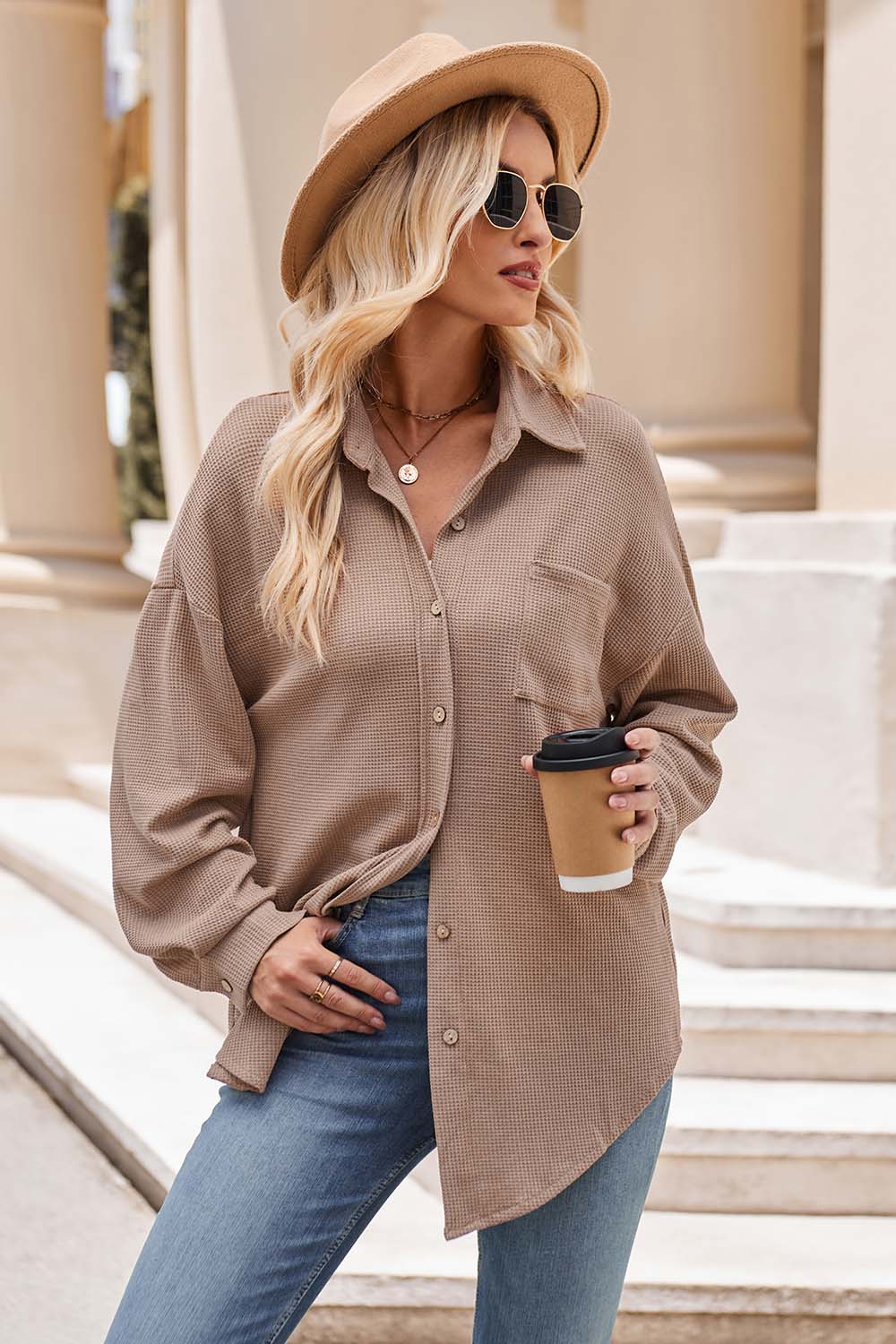 Mandy collared neck dropped shoulder shirt.