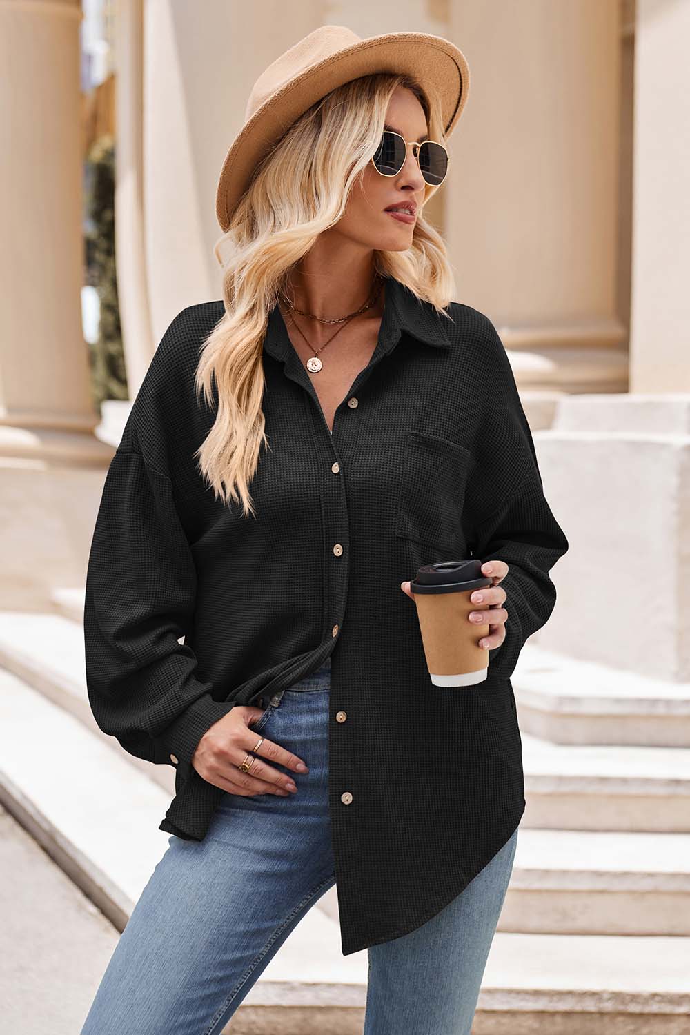 Mandy collared neck dropped shoulder shirt.