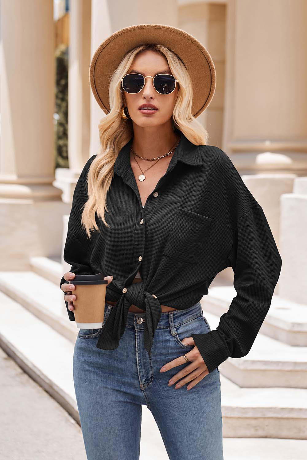 Mandy collared neck dropped shoulder shirt.