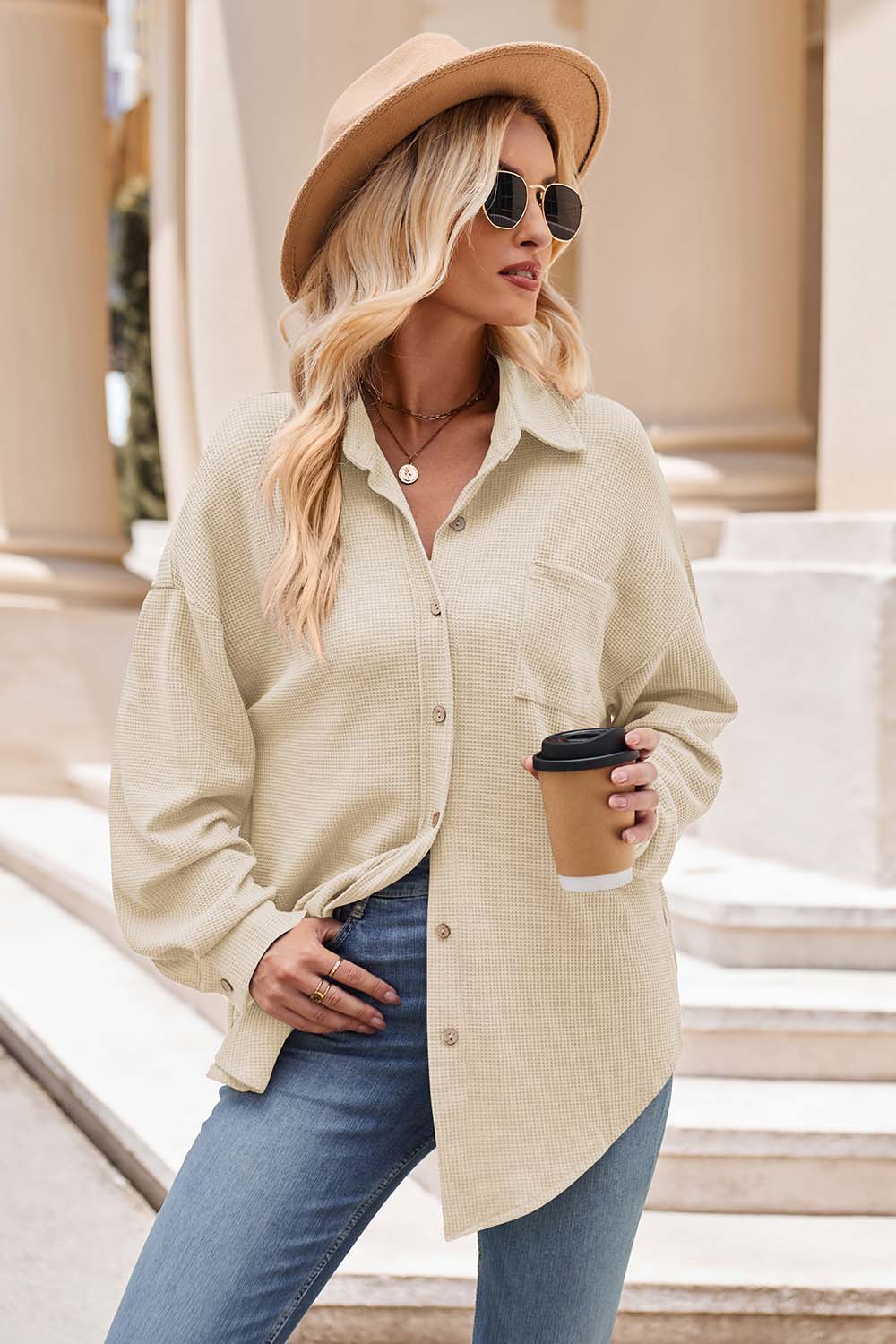 Mandy collared neck dropped shoulder shirt.