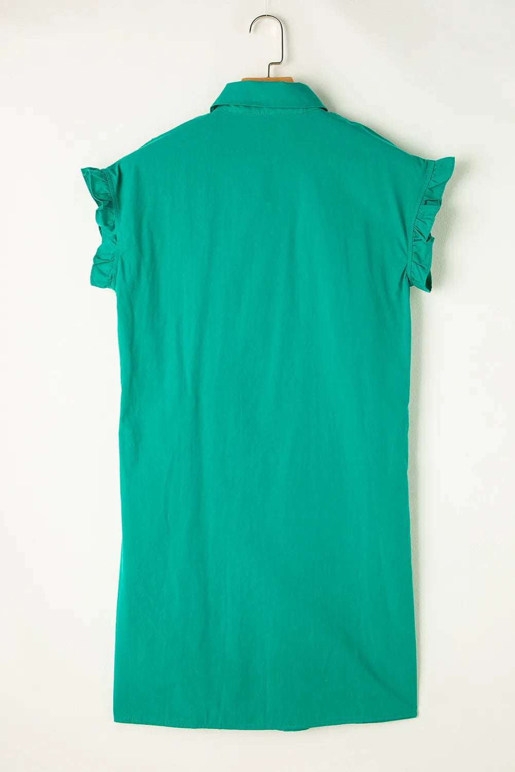 Collared Neck Flounce Sleeve Dress with Ruffled Details.