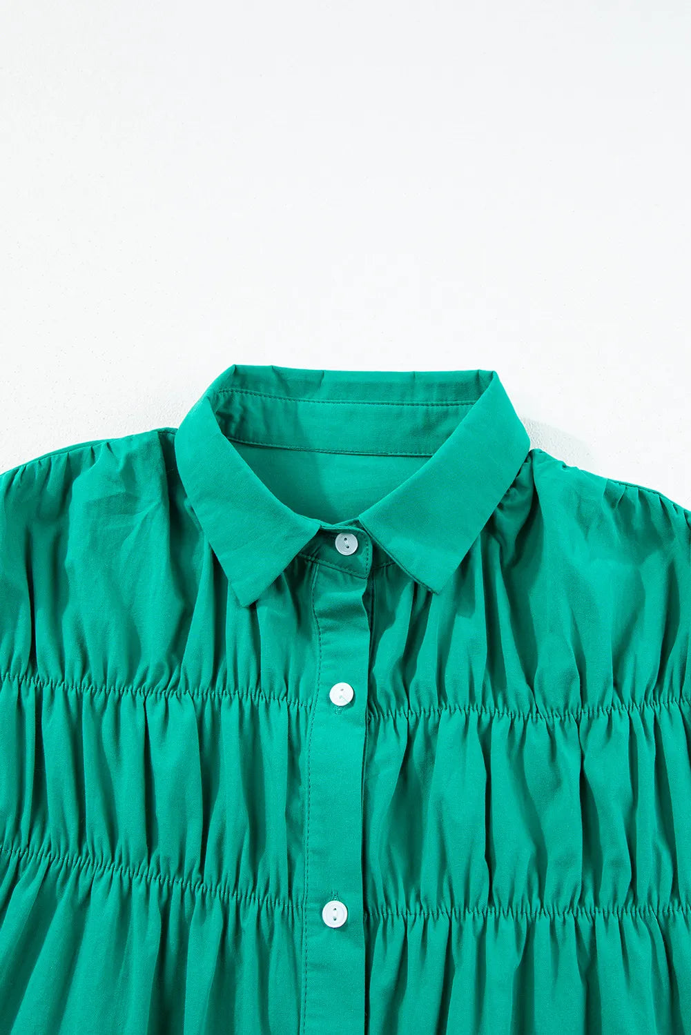 Collared Neck Flounce Sleeve Dress with Ruffled Details.
