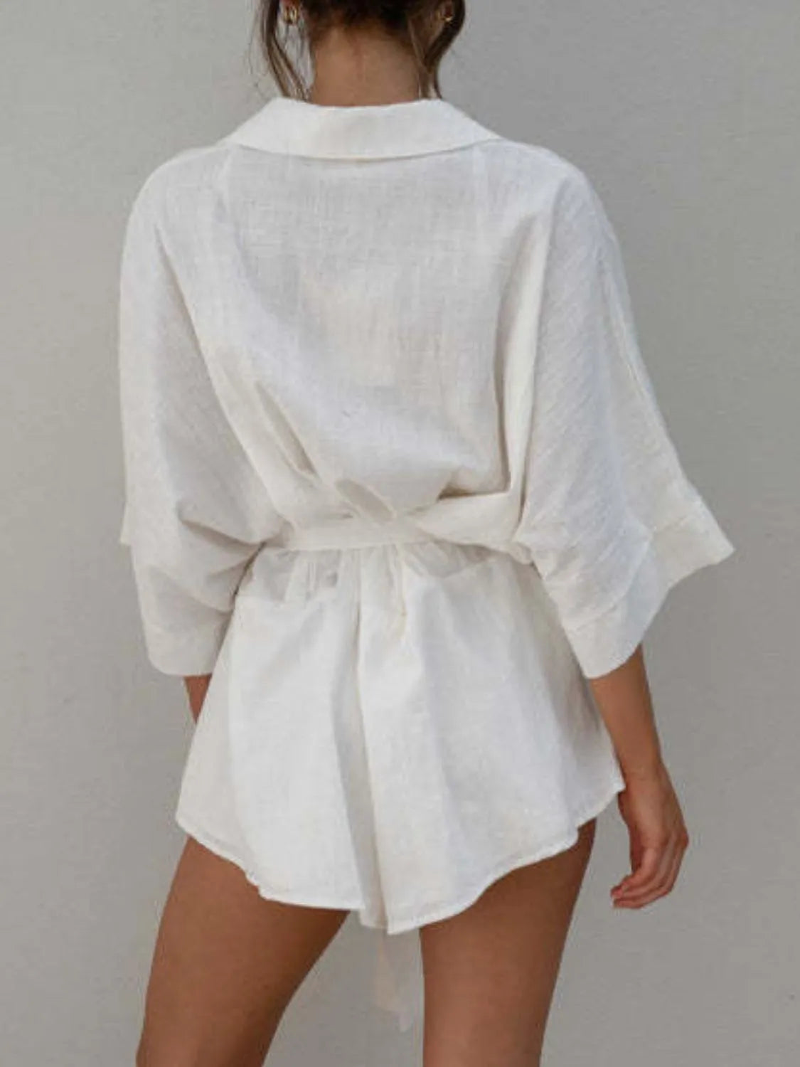 Collared Neck Half Sleeve Romper