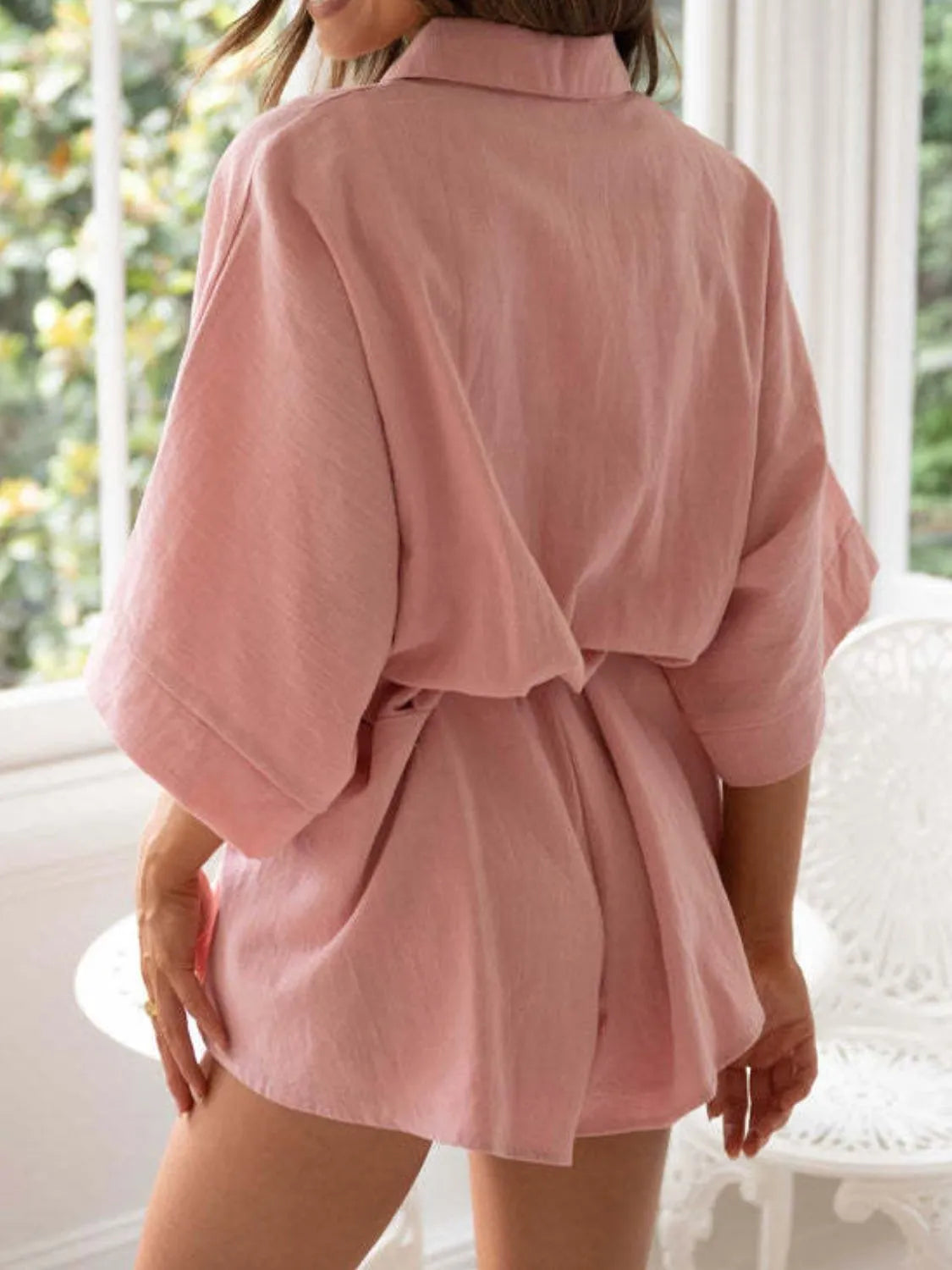 Collared Neck Half Sleeve Romper