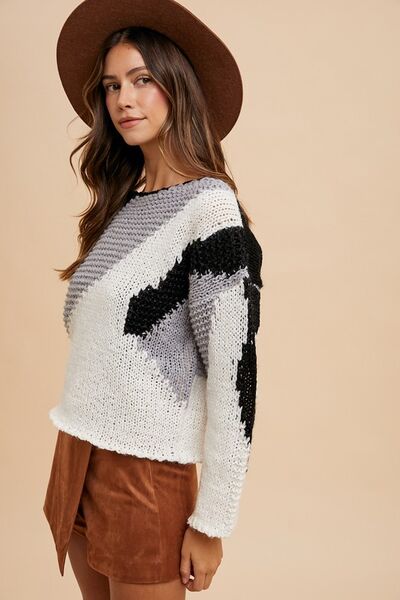 Annie Wear color block drop shoulder sweater.