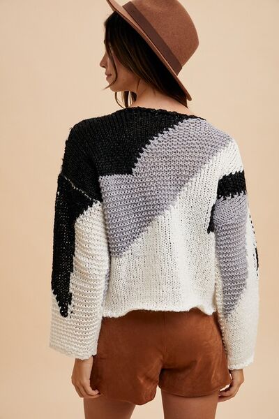 Annie Wear color block drop shoulder sweater.
