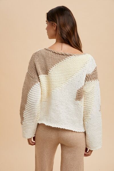 Annie Wear color block drop shoulder sweater.