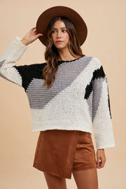 Annie Wear color block drop shoulder sweater.