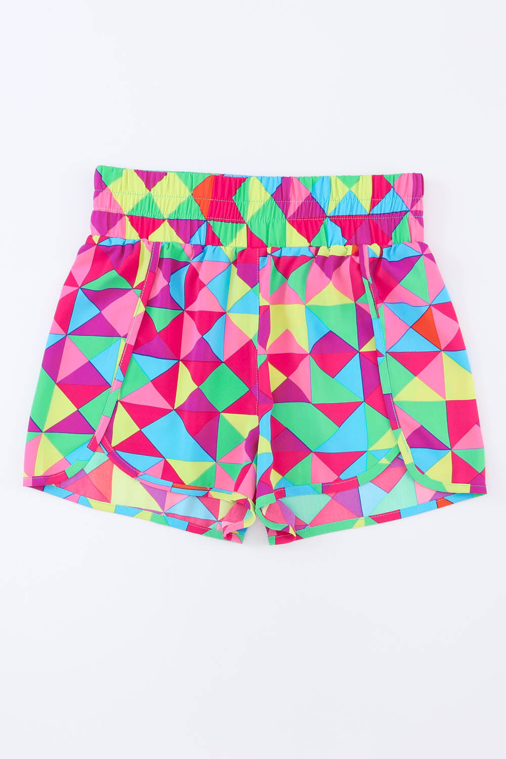 Color block elastic waist shorts.