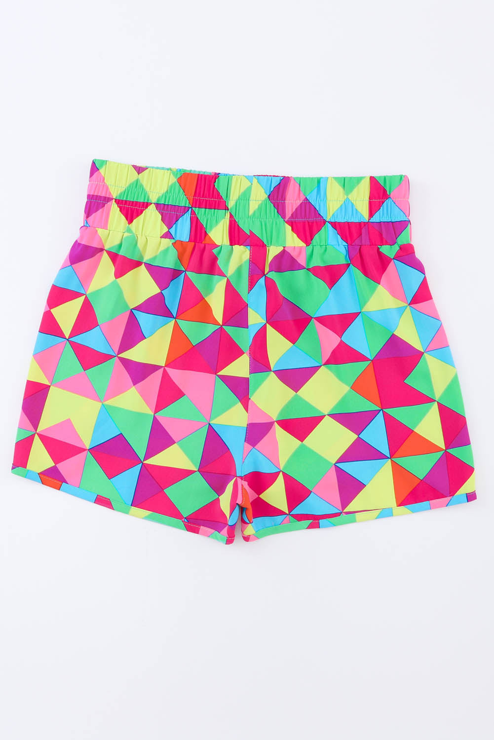 Color block elastic waist shorts.