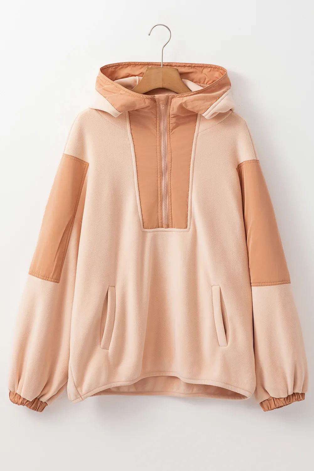 Color block half zip long sleeve hoodie.