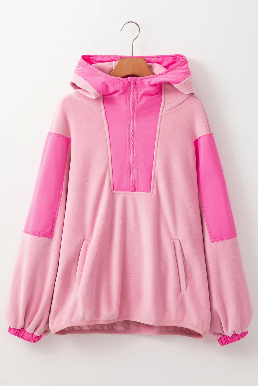 Color block half zip long sleeve hoodie.