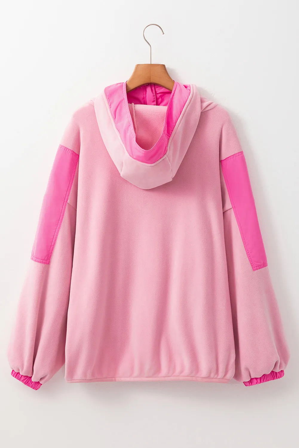 Color block half zip long sleeve hoodie.