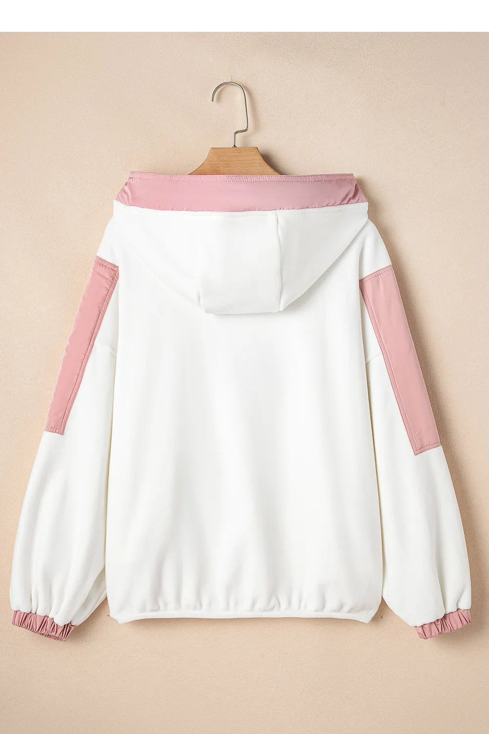 Color block half zip long sleeve hoodie.