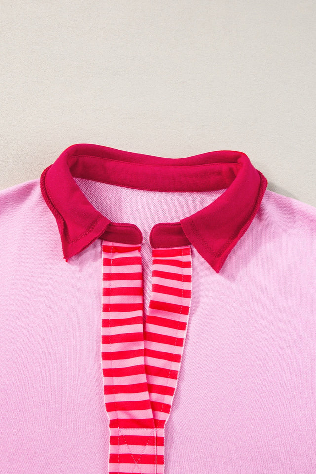 Color Block Johnny Collar Half Sleeve Dress.