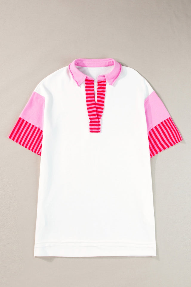 Color Block Johnny Collar Half Sleeve Dress.