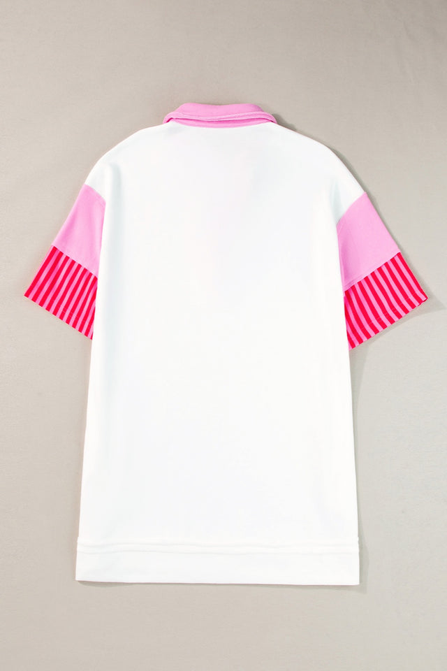 Color Block Johnny Collar Half Sleeve Dress.