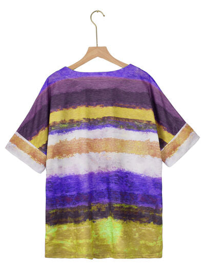 Color Block Round Neck Half Sleeve T-Shirt