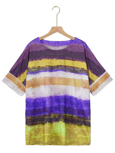 Color Block Round Neck Half Sleeve T-Shirt
