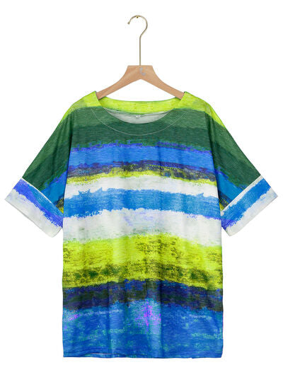Color Block Round Neck Half Sleeve T-Shirt