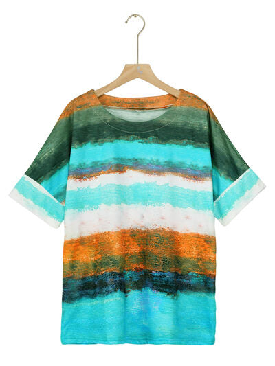 Color Block Round Neck Half Sleeve T-Shirt
