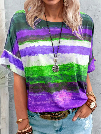 Color Block Round Neck Half Sleeve T-Shirt