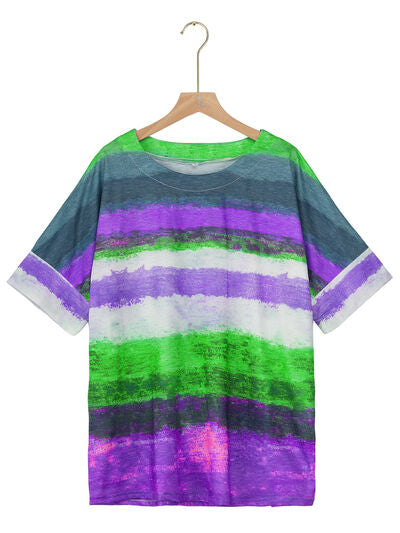 Color Block Round Neck Half Sleeve T-Shirt