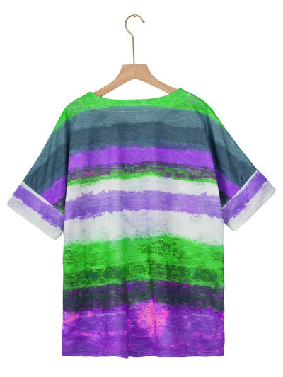 Color Block Round Neck Half Sleeve T-Shirt