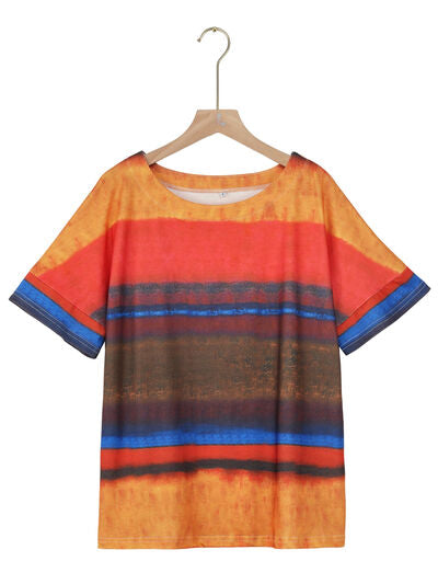 Color Block Round Neck Half Sleeve T-Shirt