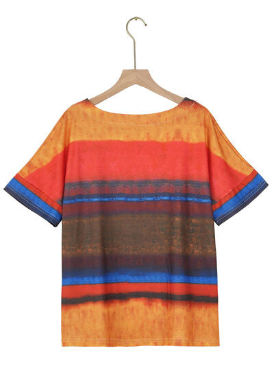 Color Block Round Neck Half Sleeve T-Shirt