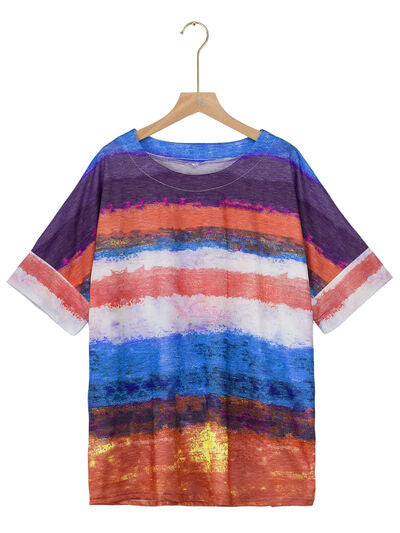 Color Block Round Neck Half Sleeve T-Shirt