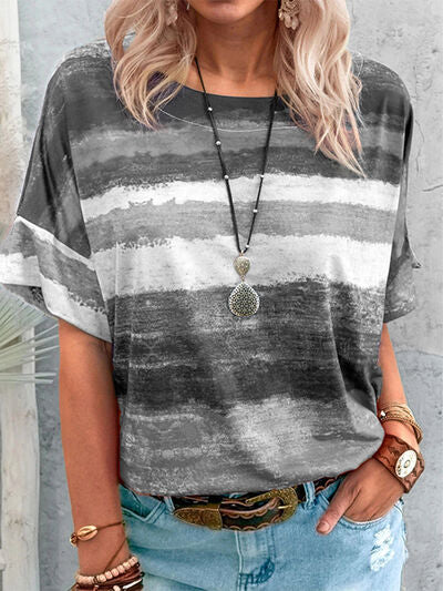 Color Block Round Neck Half Sleeve T-Shirt