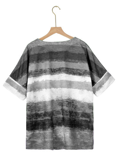 Color Block Round Neck Half Sleeve T-Shirt