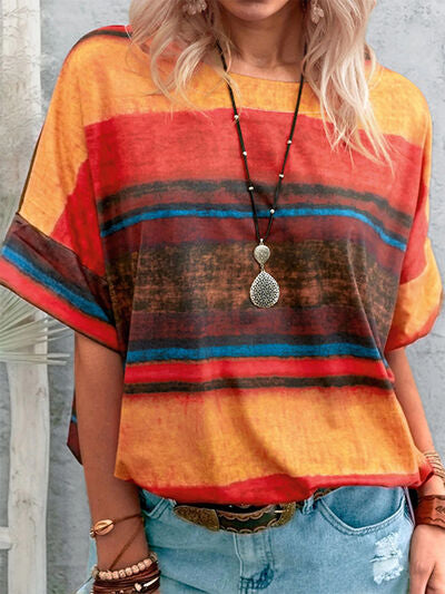 Color Block Round Neck Half Sleeve T-Shirt