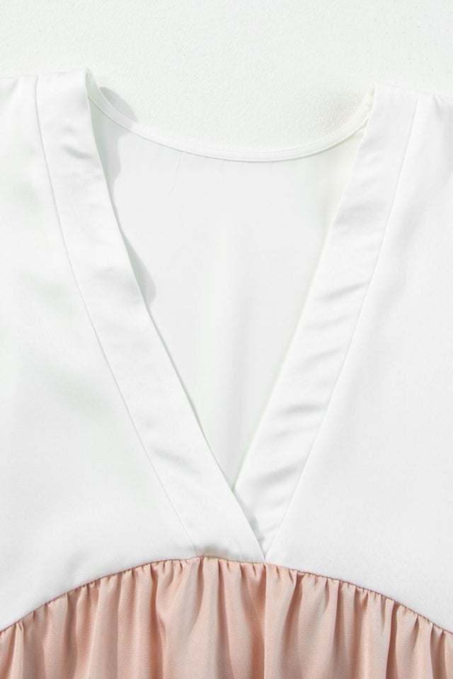 Color Block Short Sleeve Mini Dress.