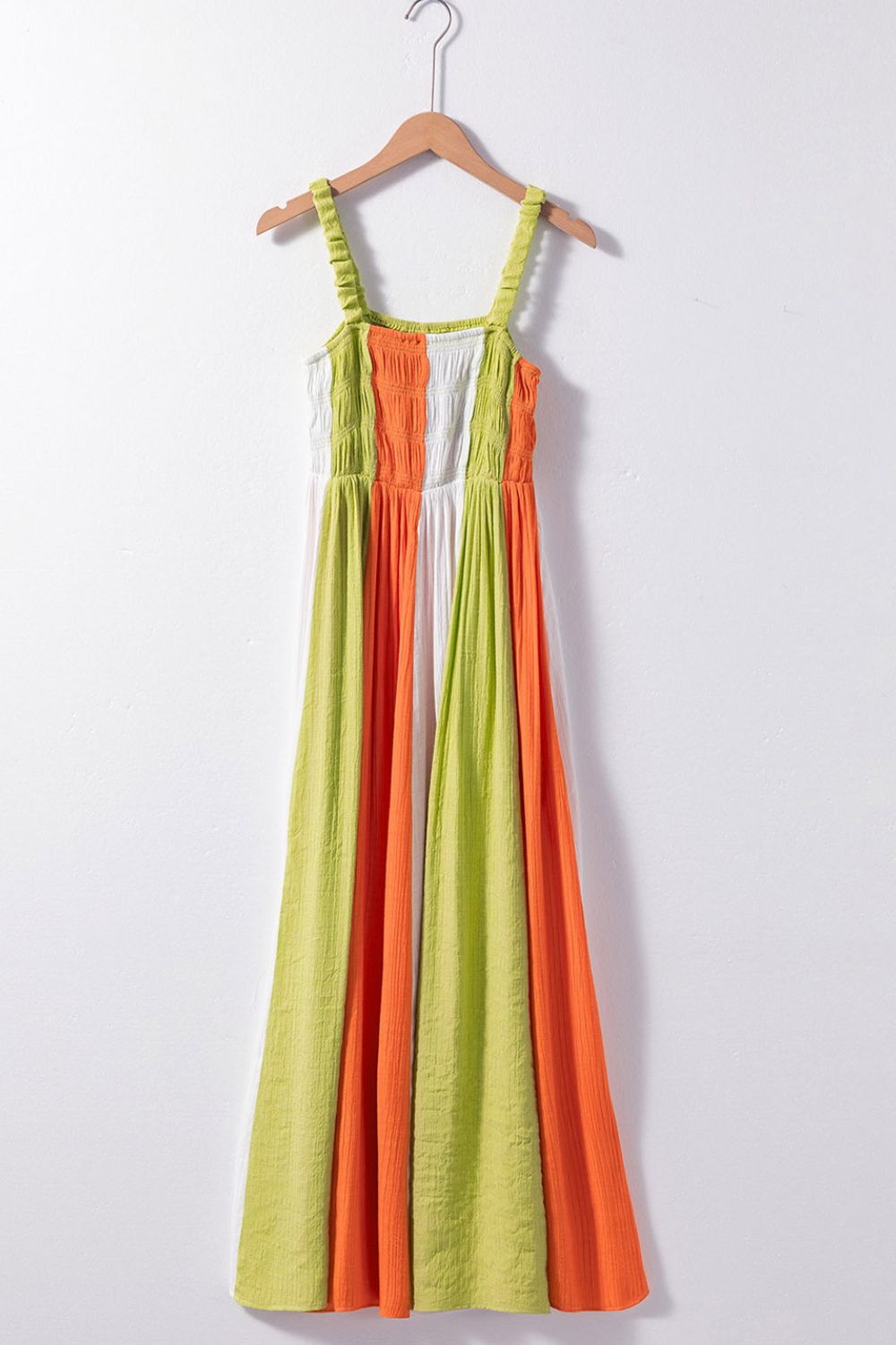 Color Block Smocked Maxi Cami Dress.