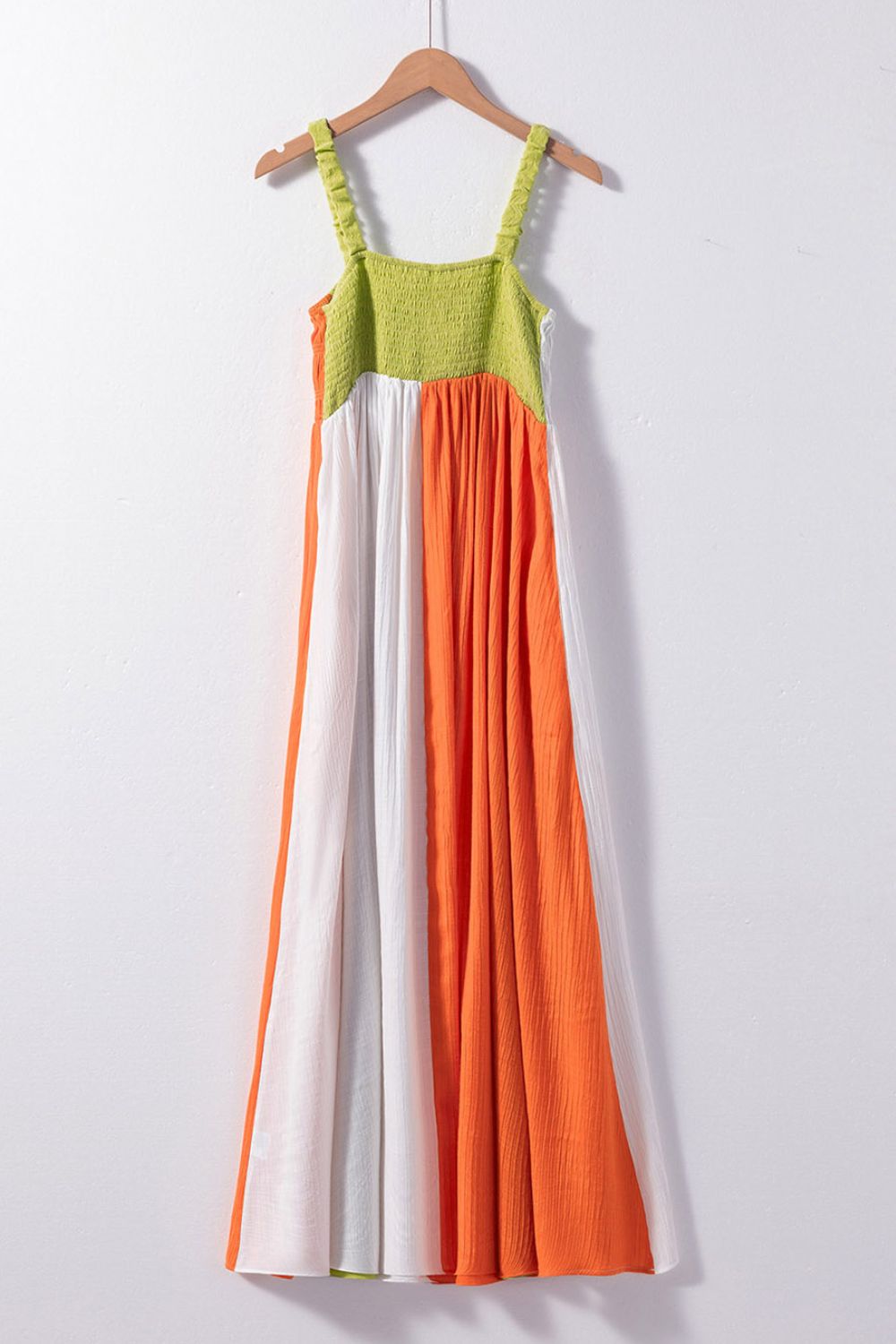 Color Block Smocked Maxi Cami Dress.
