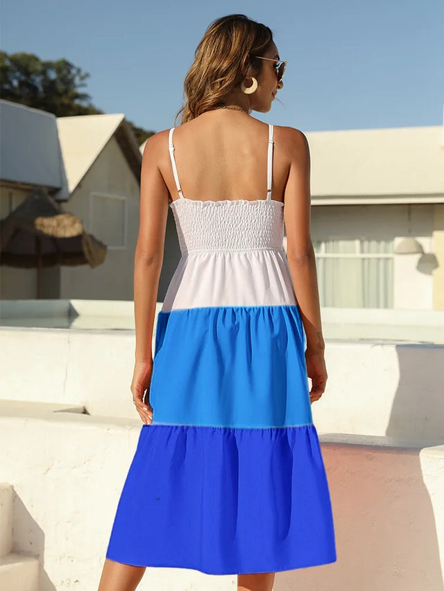 Color Block Tie-Front Midi Dress.