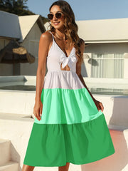 Color Block Tie-Front Midi Dress.