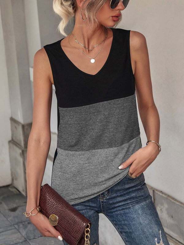 Color block wide strap tank top.