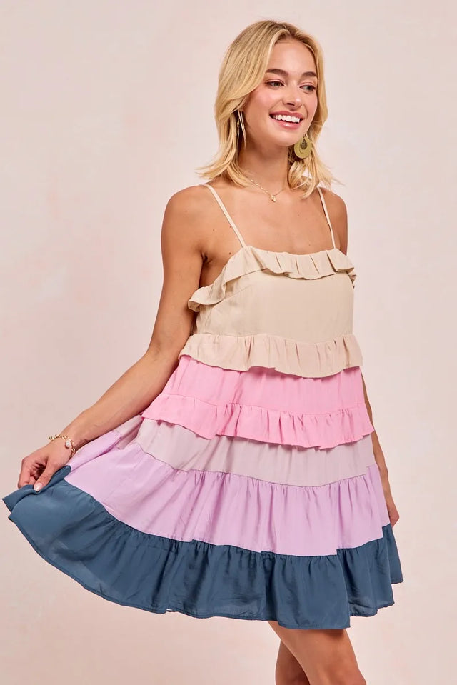 Drawstring Round Neck Short Sleeve Dress.