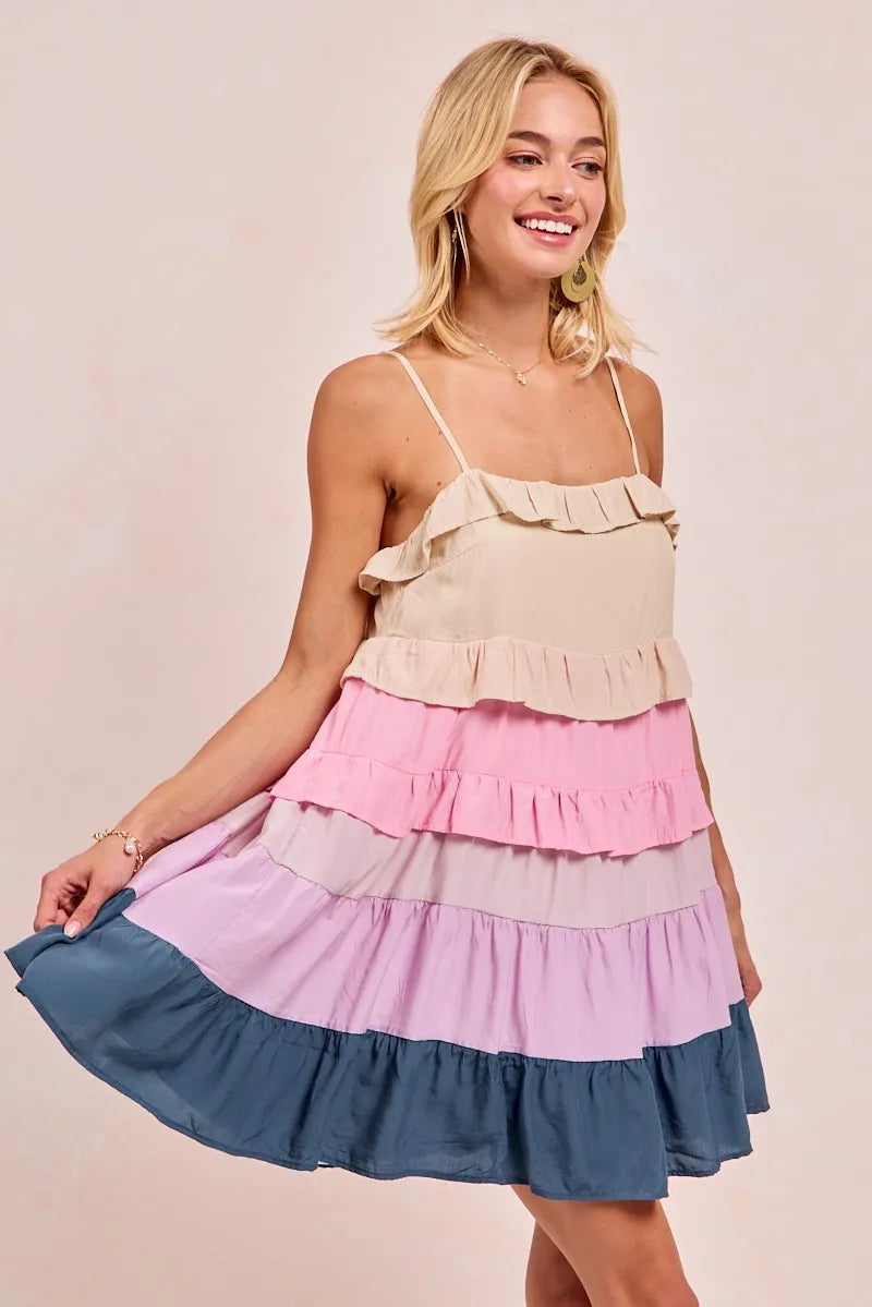 Drawstring Round Neck Short Sleeve Dress.