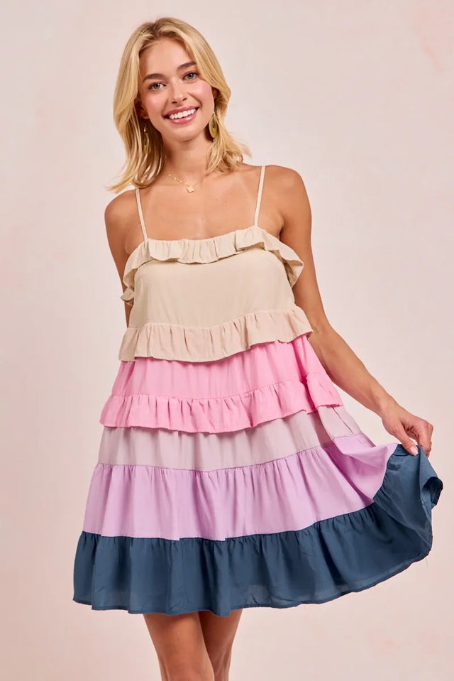 Drawstring Half Button Long Sleeve Dress.
