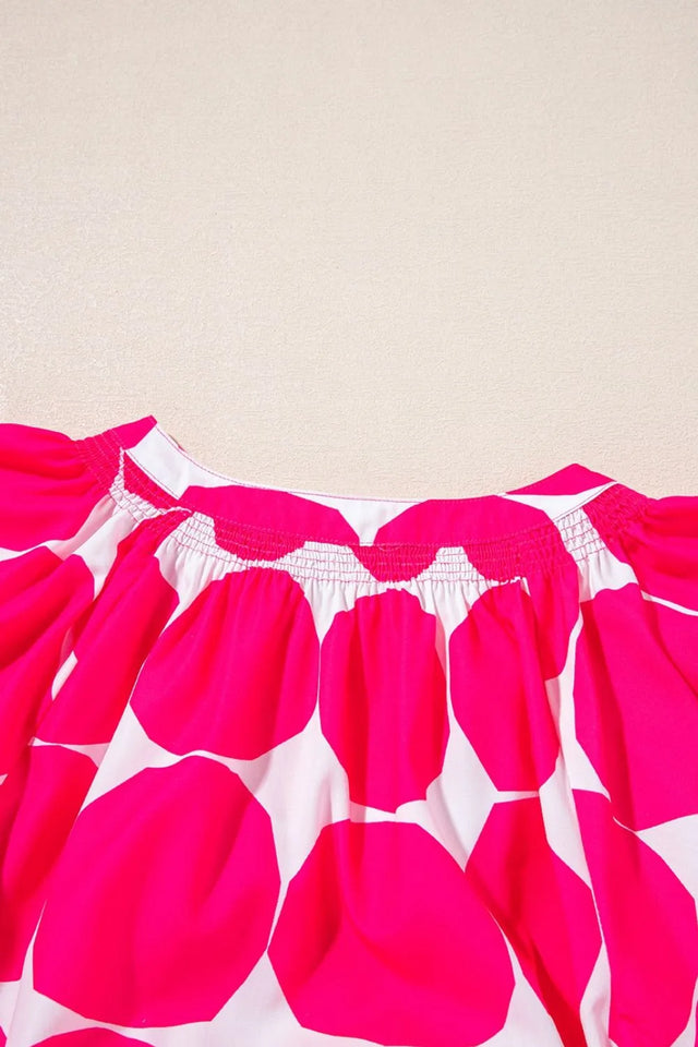 Contrast Notched Flutter Sleeve Dress.