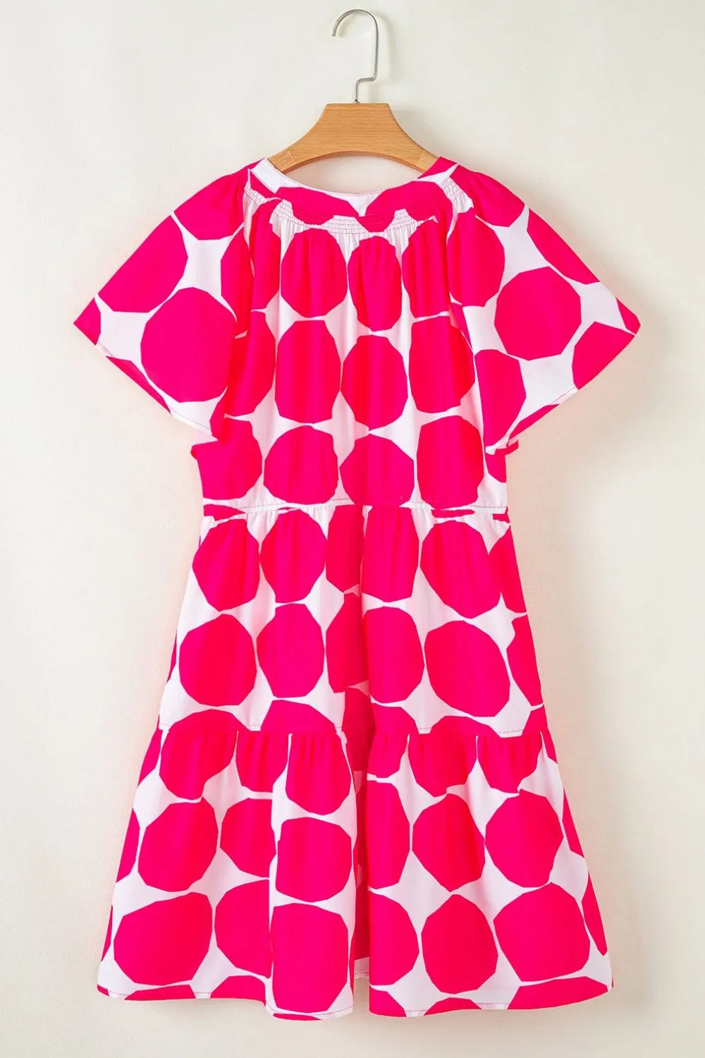 Contrast Notched Flutter Sleeve Dress.