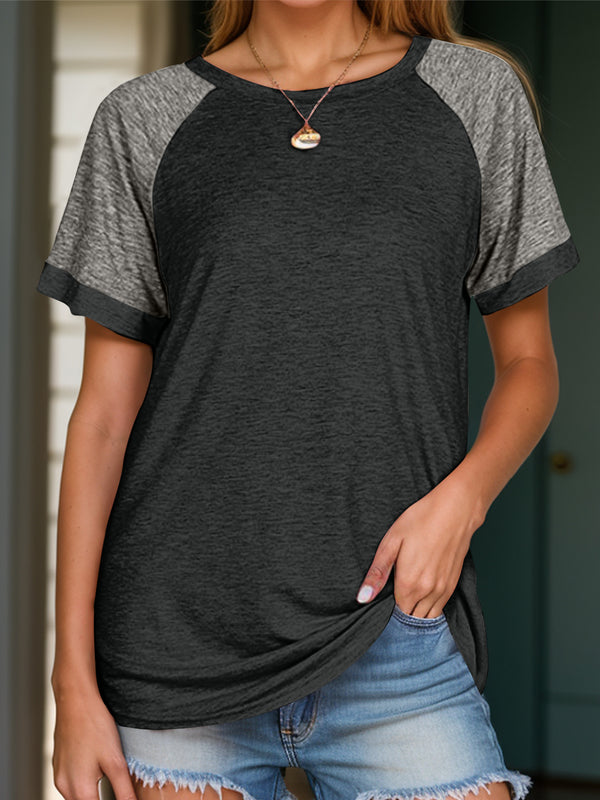 Contrast Round Neck Short Sleeve T-Shirt
