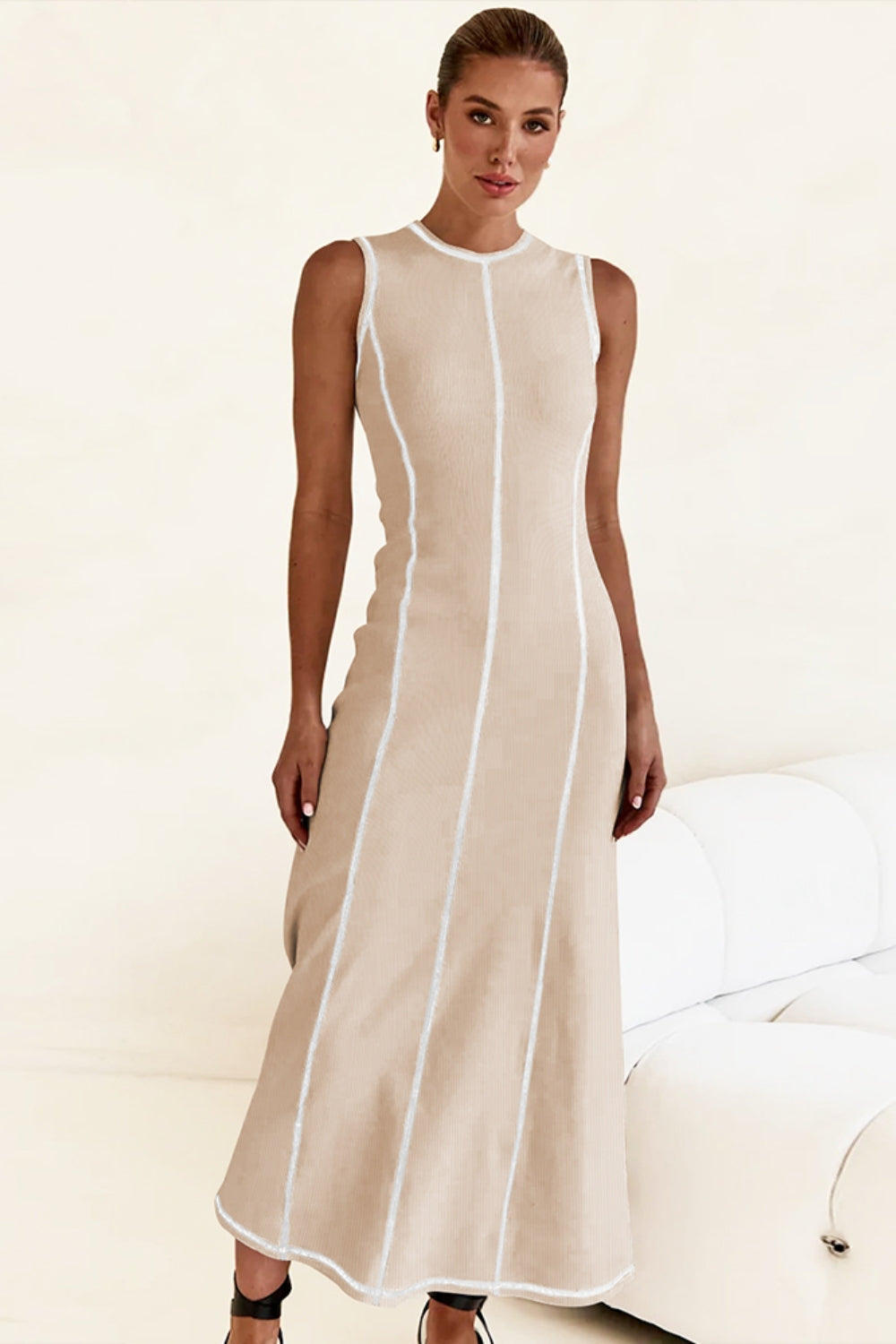 Contrast Stitching Maxi Tank Dress.